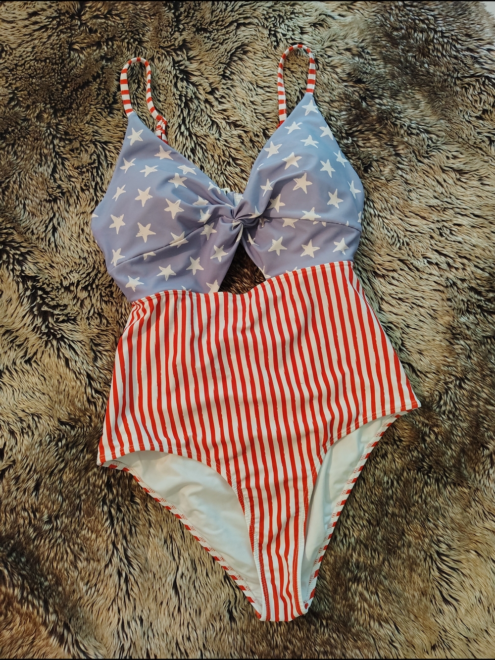 Caden Lane Women's Medium Ruched Cutout One Piece All American Red White & Blue
